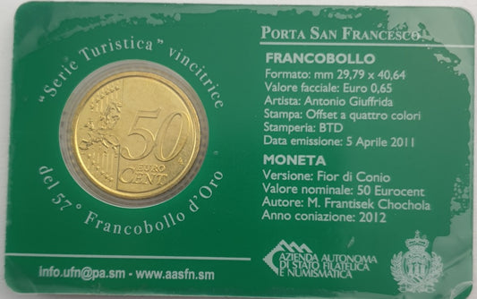 Άγιος Μαρίνος - 50 Λεπτό 2012, Porta San Francesco, (Coin Card)