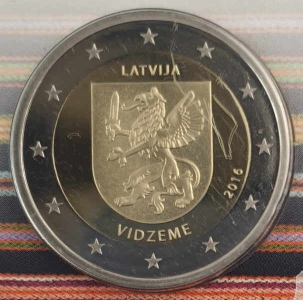 Λετονία - 2 Ευρώ 2016, Vidzeme, (Coin Card)