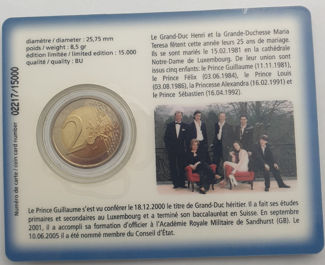 Λουξεμβούργο - 2 Ευρώ 2006, Henri I Guillaume, (Coin Card)