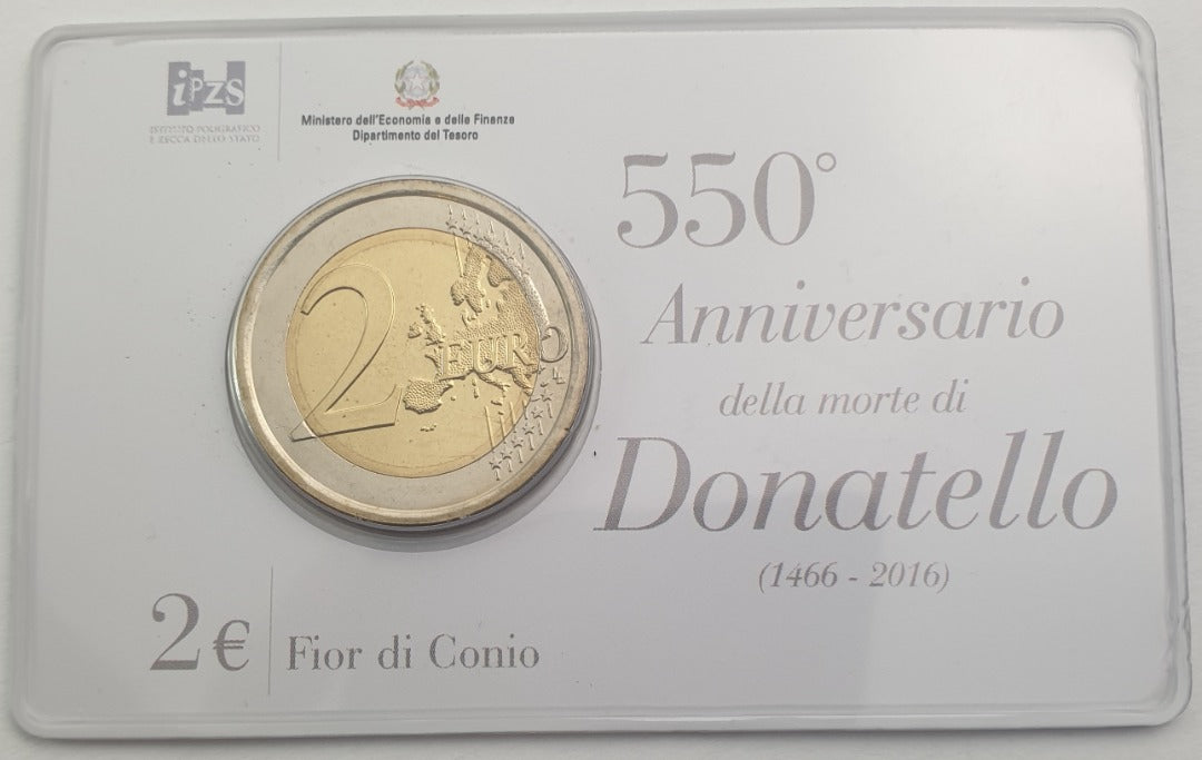Ιταλία - 2 Ευρώ 2016, Donatello, (Coin Card)