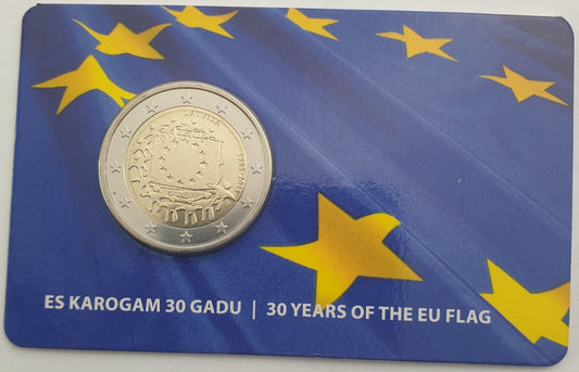 Λετoνία - 2 Ευρώ 2015, 30 Χρόνια Σημαία της Ευρωπαϊκής Ένωσης, (Coin Card)