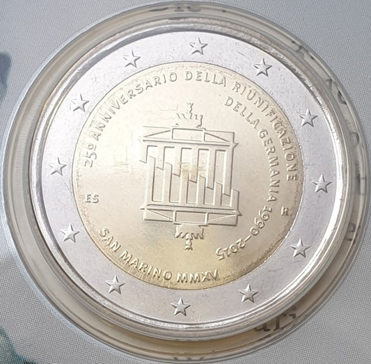 Άγιος Μαρίνος - 2 Ευρώ 2015, 25η Eπέτειος της Επαναγέννησης της Γερμανίας, (Coin Card)