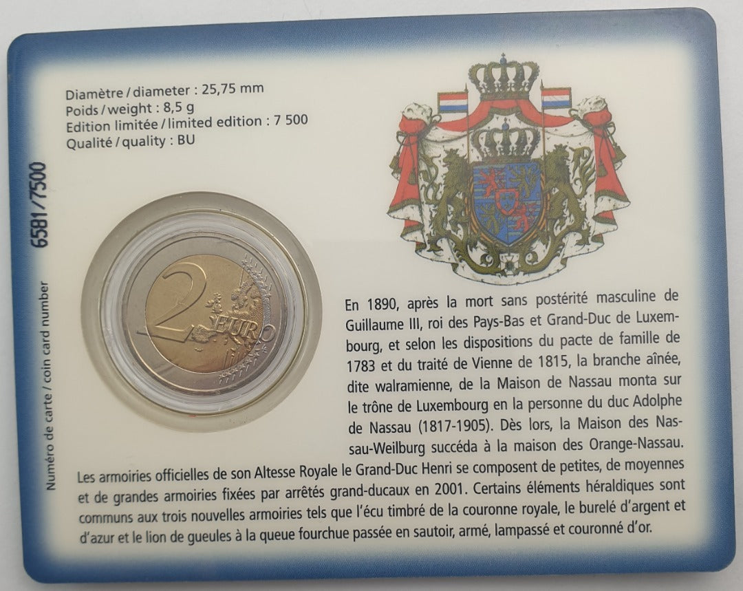 Λουξεμβούργο - 2 Ευρώ 2010, Henri I Duke Henri, (Coin Card)