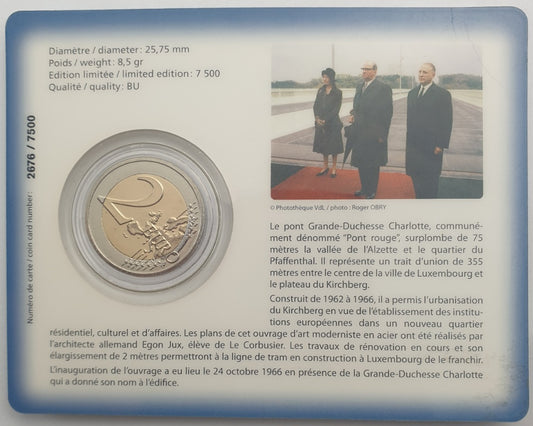 Λουξεμβούργο - 2 Ευρώ 2016, Henri I 50 Years of Grand Duchess Charlotte Bridge, (Coin Card)