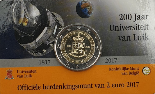 Βέλγιο - 2 Ευρώ 2017, 200 Χρόνια Πανεπιστήμιο Λιέγη, (Coin Card)