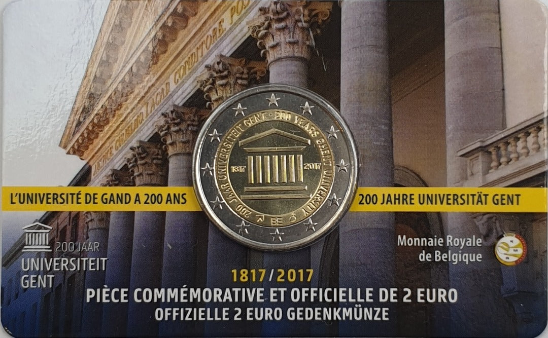 Βέλγιο - 2 Ευρώ 2017, 200 Χρόνια Πανεπιστήμιο Της Γάνδης, (Coin Card)