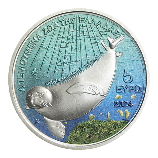 Ελλάδα - 5 Ευρώ 2024, Η ΦΩΚΙΑ MONACHUS MONACHUS, Ασημένιο