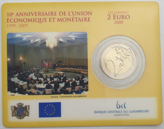 Λουξεμβούργο - 2 Ευρώ 2009, Henri I Economic and Monetary Union, (Coin Card)