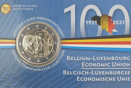 Βέλγιο - 2 Ευρώ 2021, Οικονομική Ένωση, (Coin Card)