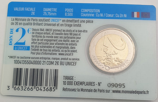 Γαλλία - 2 Ευρώ 2021, Unicef, Coin Card