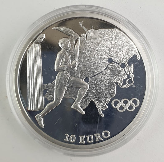 Ελλάδα - 10 Ευρώ 2004, Λαμπαδηδρομία Ολυμπιακών Αγώνων - Ασία, Ασημένιο
