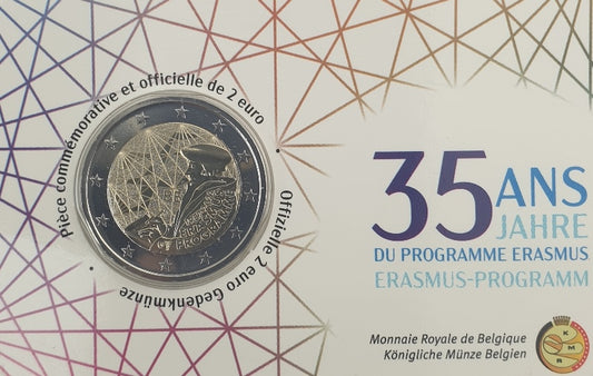 Βέλγιο - 2 Ευρώ 2022, 35 Χρόνια του Πρoγράμματος Erasmus - Ολλανδική Γραφή, (Coin Card)