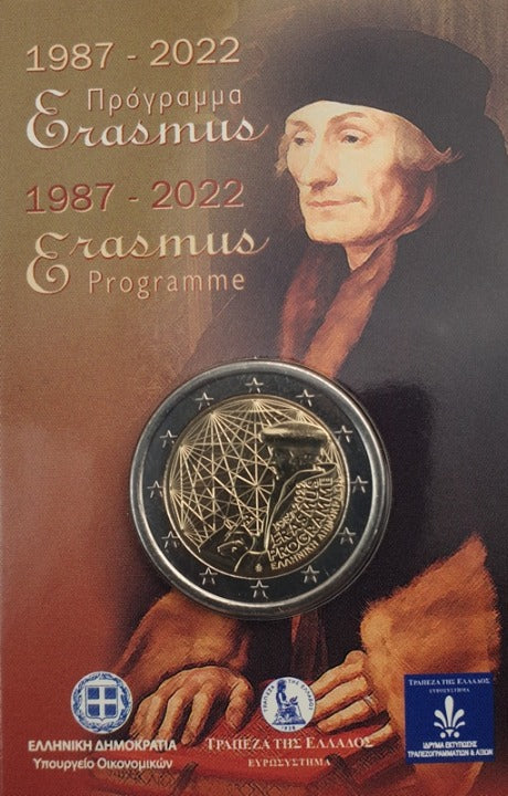 Ελλάδα - 2 Ευρώ 2022, 35 Χρόνια του Πρoγράμματος Erasmus, BU (Coin Card)